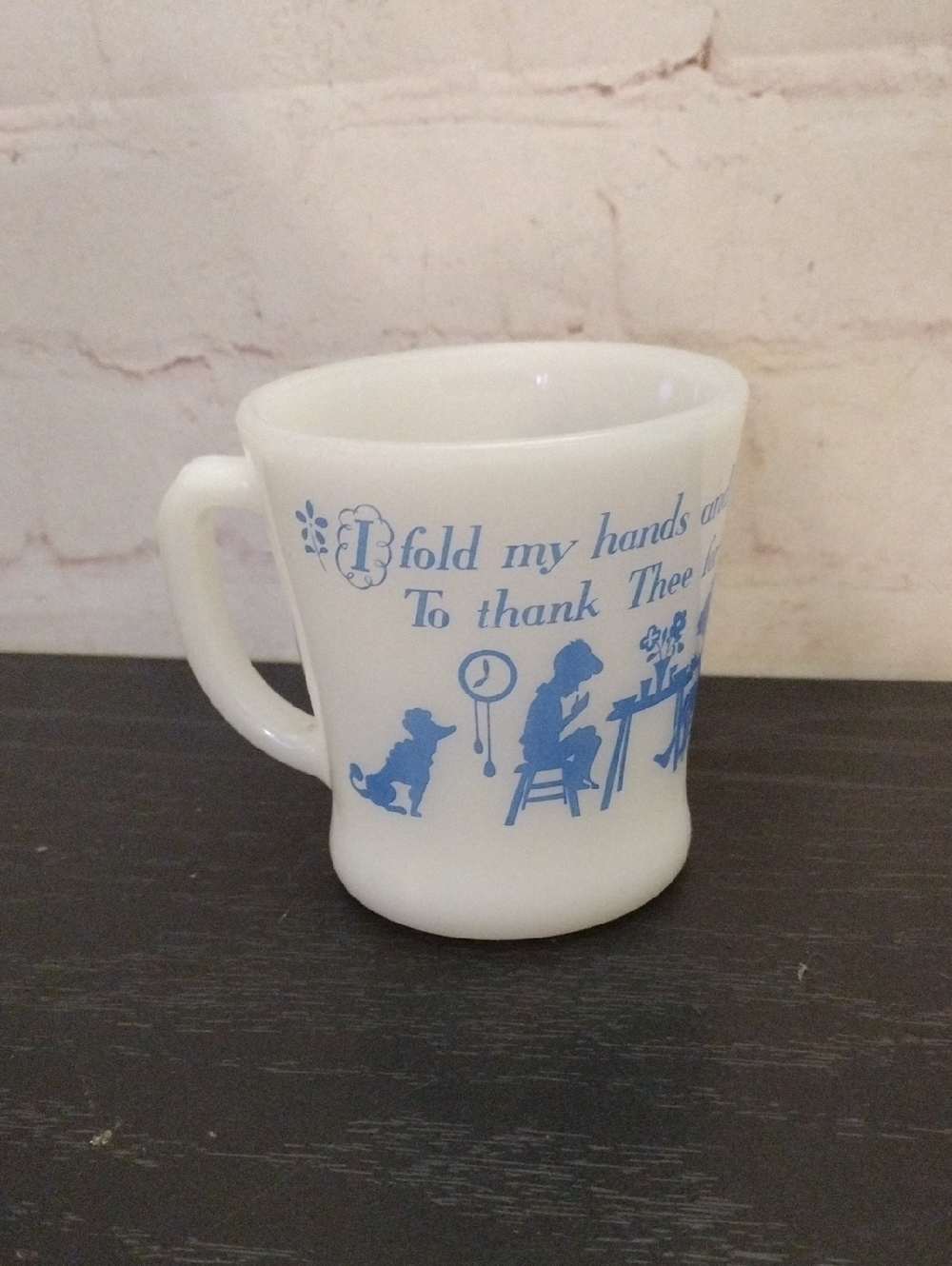 VTG Fire King Anchor Hocking milk glass mug Childs Prayer
